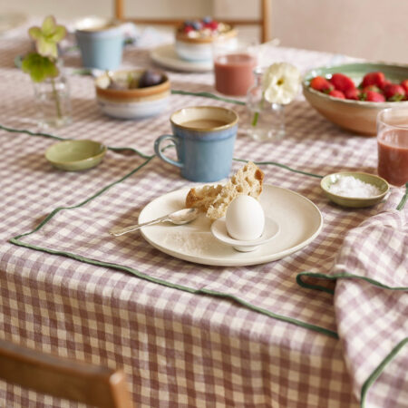 Aldesta Elderberry Gingham 100% Linen Placemats – Set of 4, Stylish & Durable