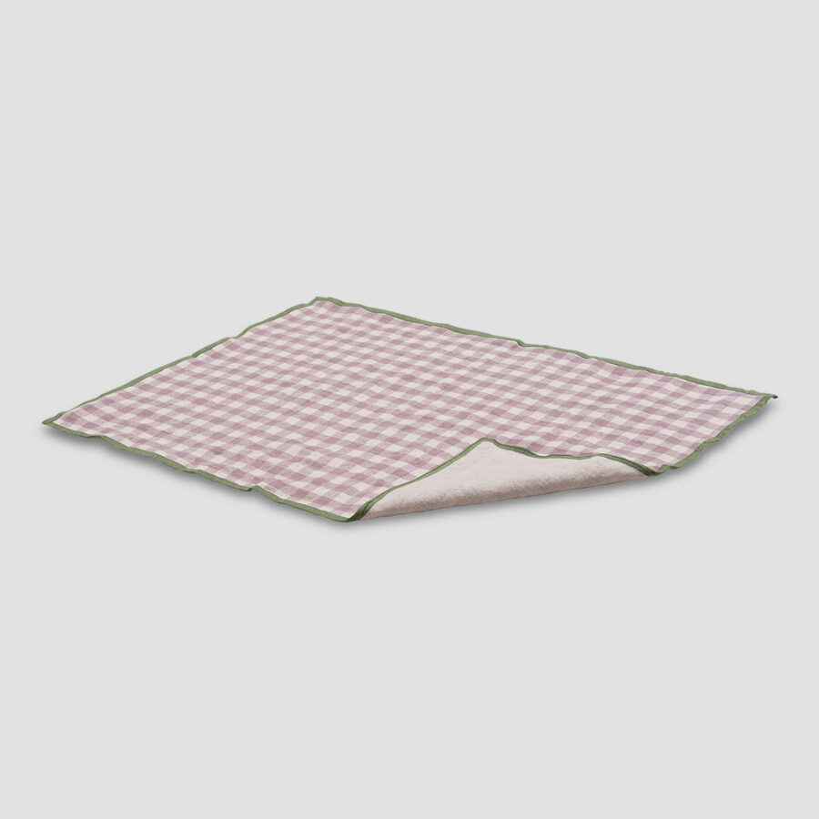 Aldesta Elderberry Gingham 100% Linen Placemats – Set of 4, Stylish & Durable - Image 2