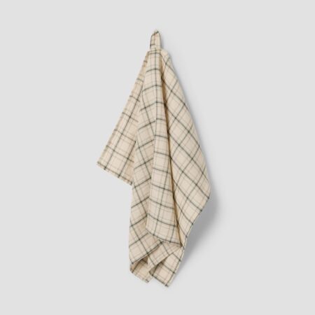 Aldesta Linen Tea Towel – Natural Check 100% Pure Linen