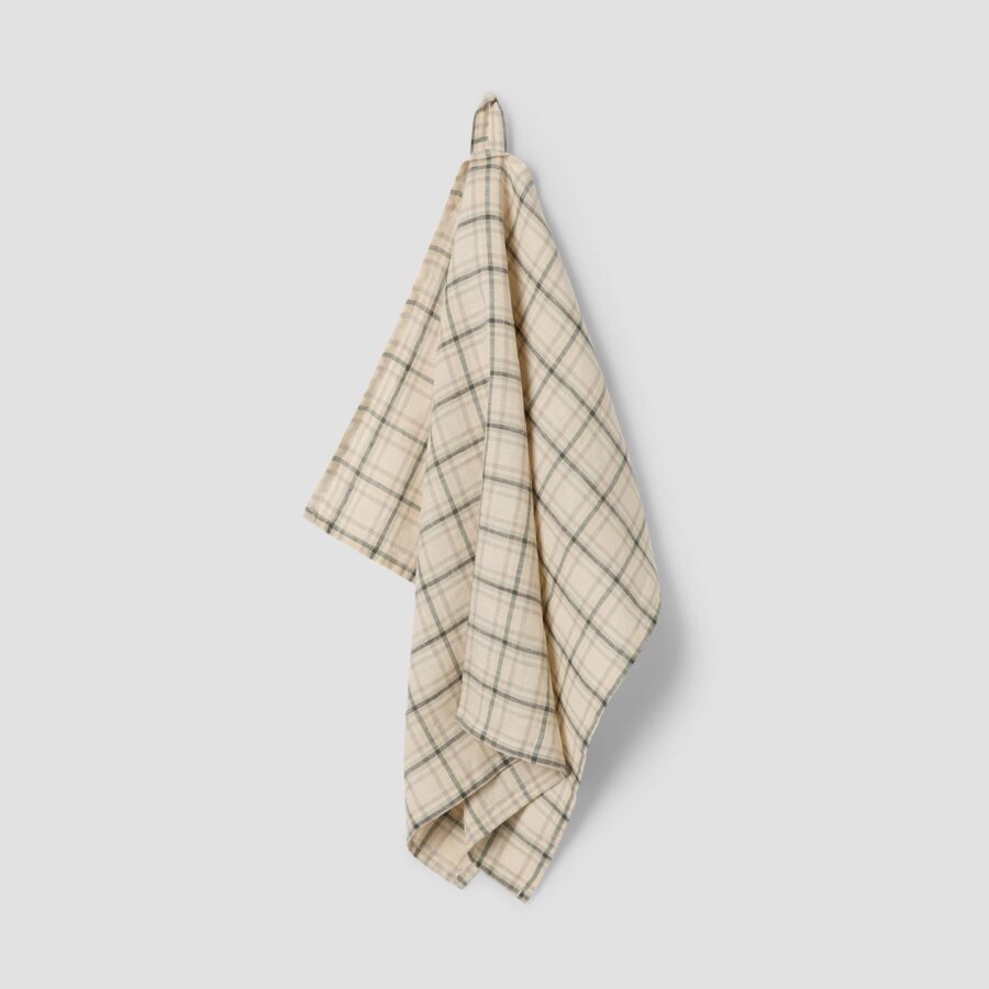 Aldesta Linen Tea Towel – Natural Check 100% Pure Linen