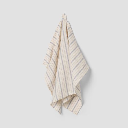 Aldesta Dusk Blue Ticking Stripe 100% Linen Tea Towel – Elegant & Long-Lasting Kitchen Essential