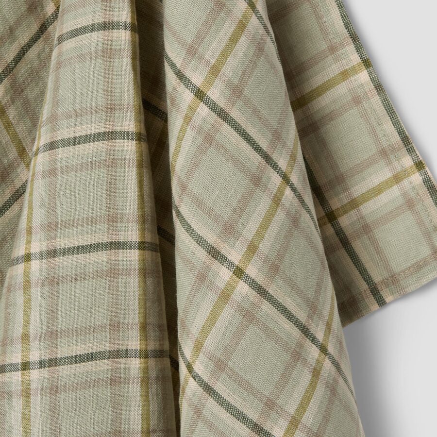 Aldesta Linen Tea Towel – Laurel Green Check 100% Pure Linen - Image 2