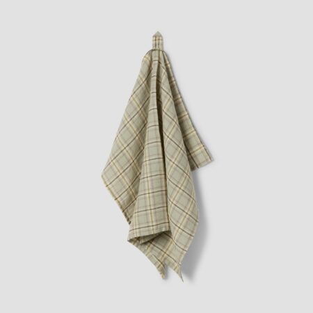 Aldesta Linen Tea Towel – Laurel Green Check 100% Pure Linen
