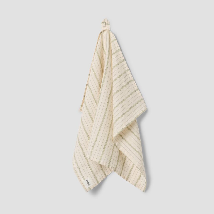 Aldesta Pear Ticking Stripe 100% Linen Tea Towel – Soft & Durable Kitchen Essential