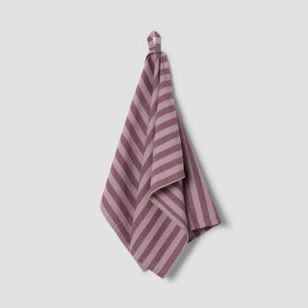 Aldesta Plum Wine Pembroke Stripe Linen Blend Tea Towel – Soft & Stylish Kitchen Essential