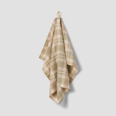 Aldesta Linen Tea Towel – Taupe Check 100% Pure Linen