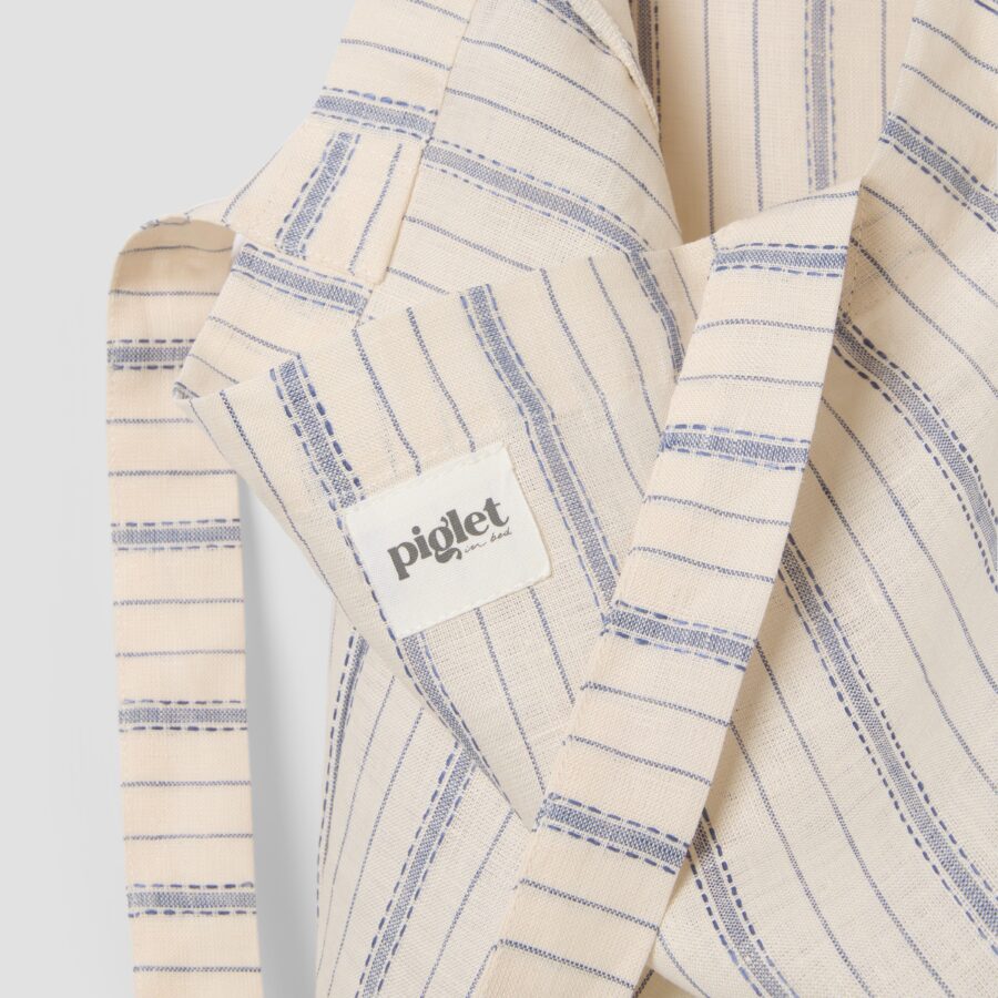 Aldesta Linen Tote Bag – Dusk Blue Ticking Stripe 100% Pure Linen - Image 2