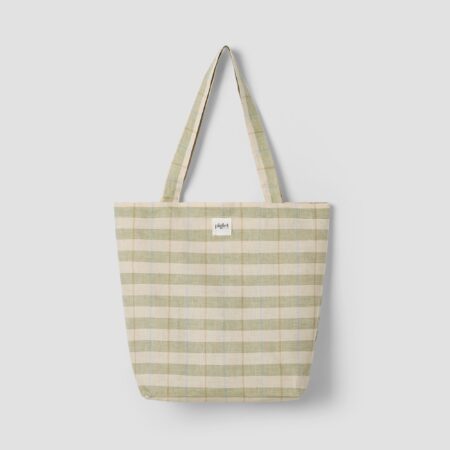 Aldesta Linen Tote Bag – Pear Check Stripes 100% Pure Linen