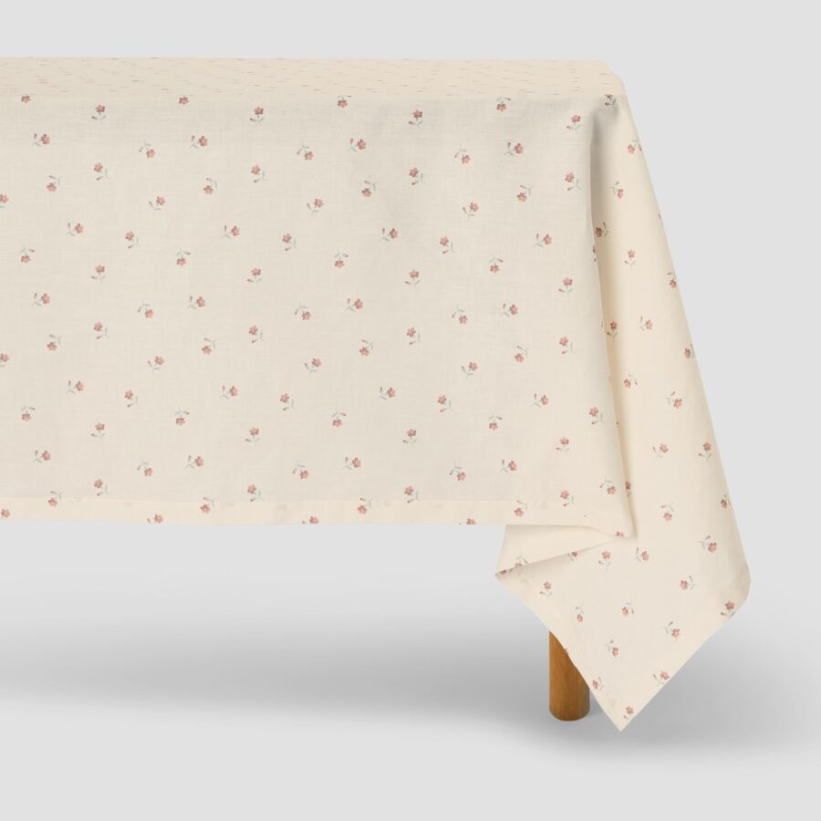 Aldesta Pearl Posy Bud Linen Blend Tablecloth – Elegant & Durable Dining Essential