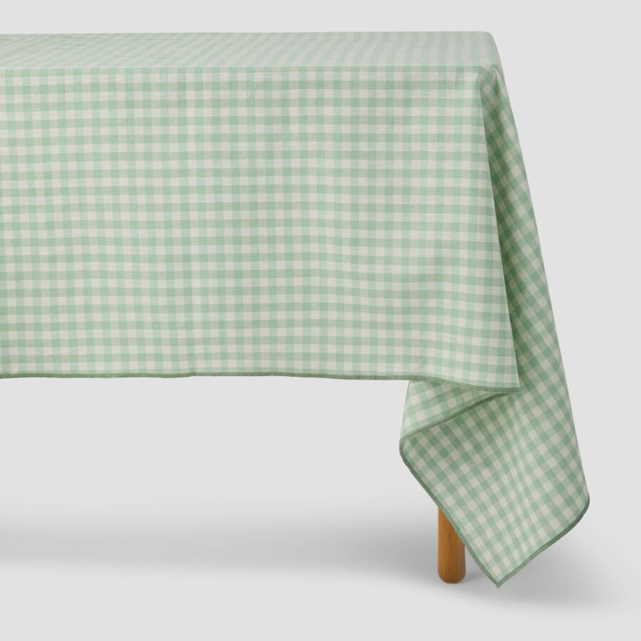 Aldesta Sage Green Gingham Linen Blend Tablecloth – Stylish & Durable Dining Essential - Image 3