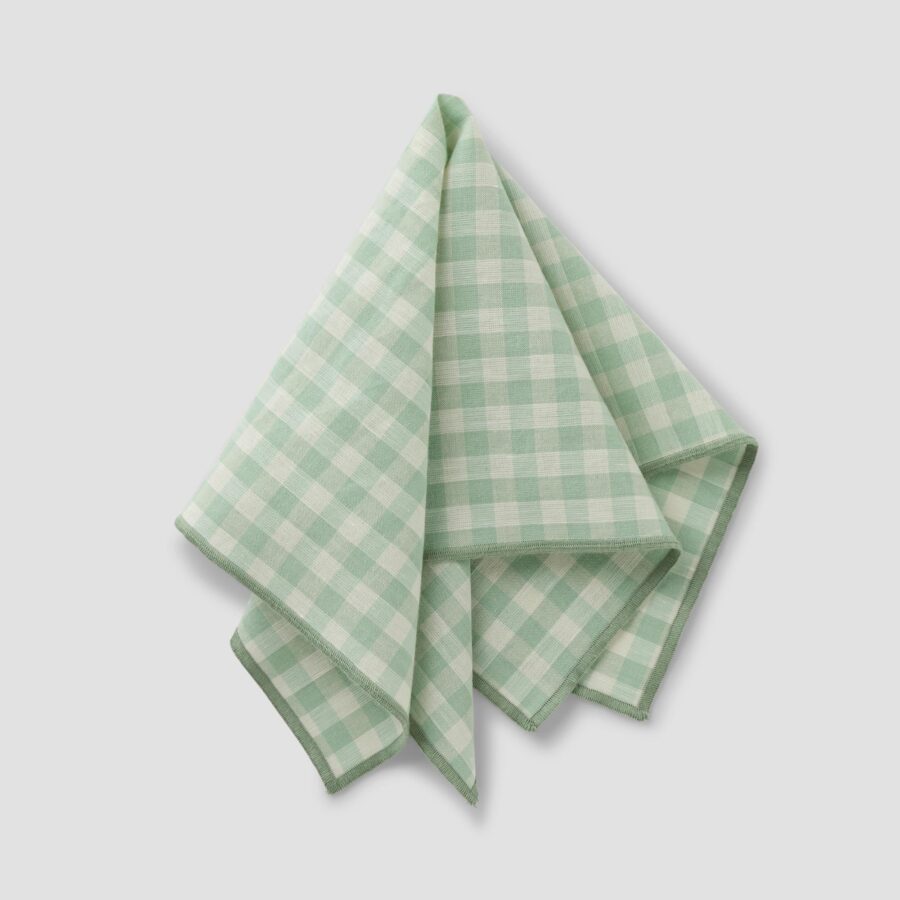 Aldesta Sage Green Gingham Linen Blend Napkins – Set of 4, Soft & Stylish - Image 4
