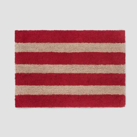 Aldesta Red Stripe Cotton Bath Mat – Soft & Absorbent Sandstone Design