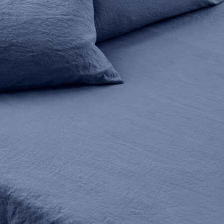 Aldesta Linen Fitted Sheet – Blueberry 100% Pure Linen