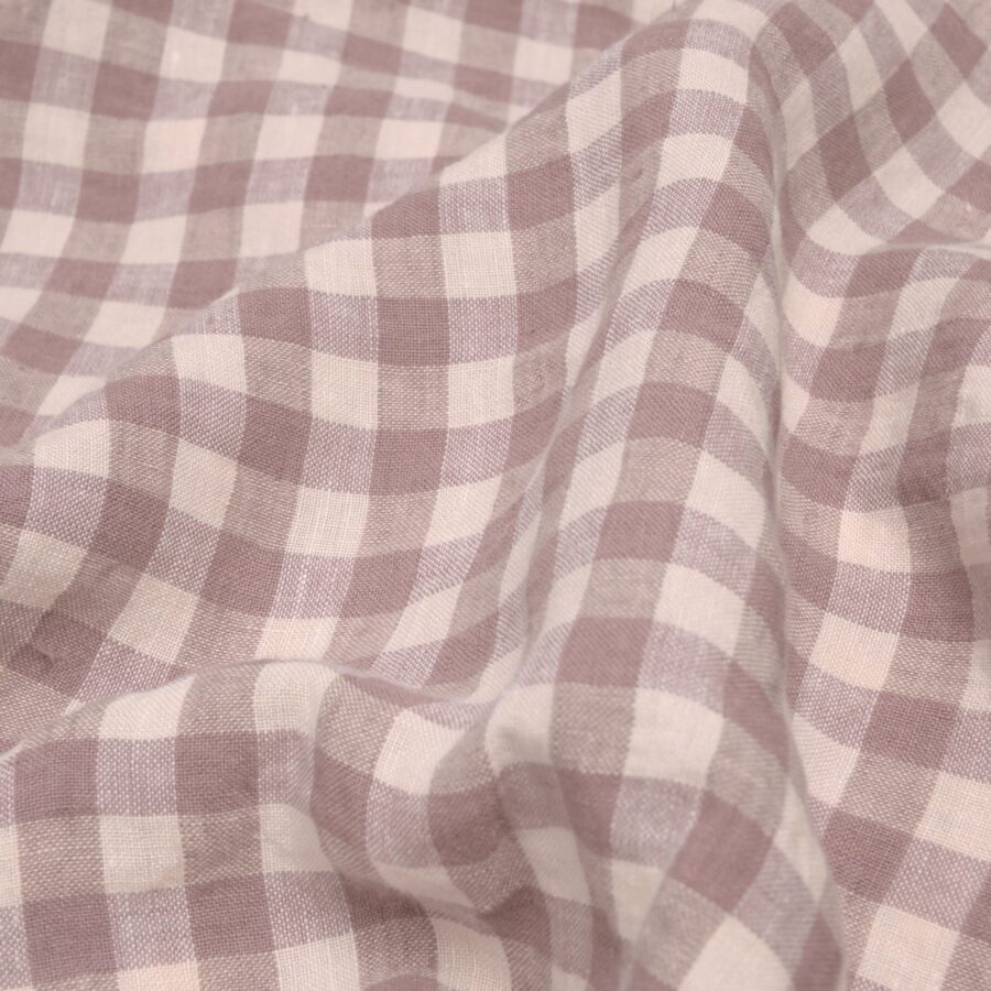 Aldesta Linen Fitted Sheet – Elderberry Gingham 100% Pure Linen - Image 2
