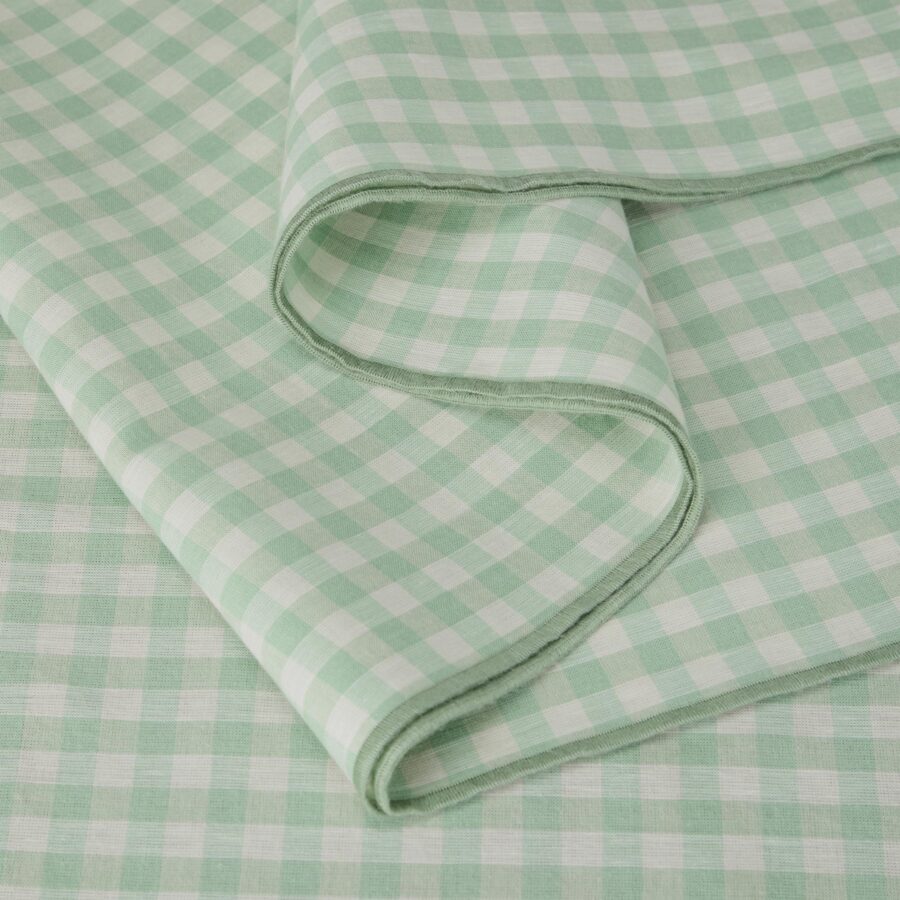 Aldesta Sage Green Gingham Linen Blend Table Runner – Stylish & Durable Decor - Image 2